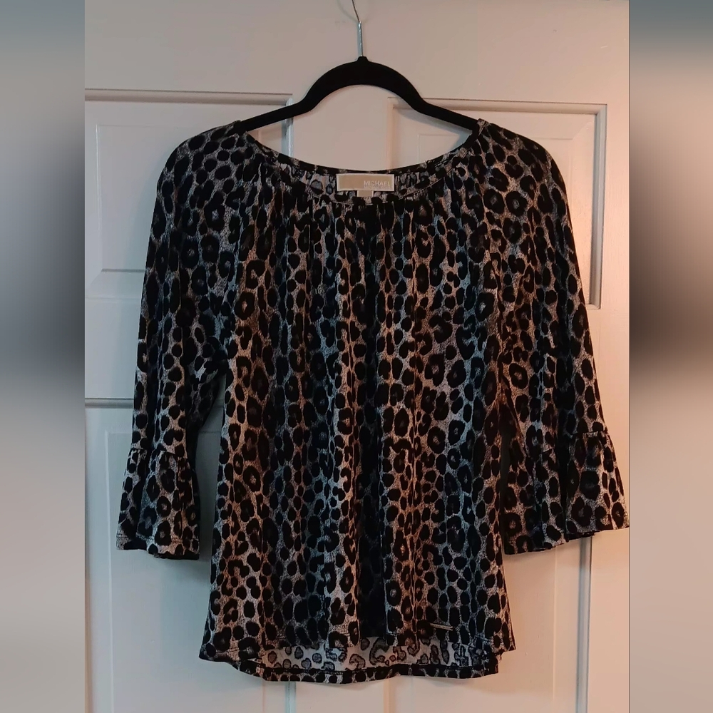 Michael Kors Iconic Leopard Print Blouse NWOT